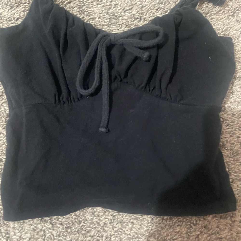 Hollister Black Crop Top with Tie Detail